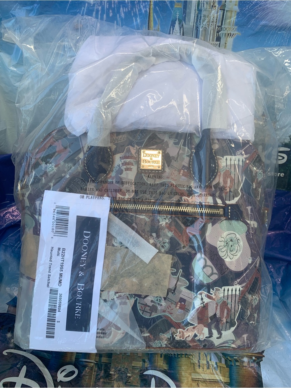 Disney Dooney & Bourke Haunted Mansion Printed Satchel Bag nwt